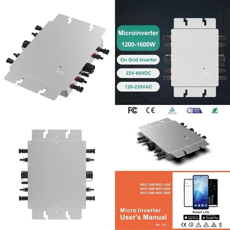 스마트 앱 WiFi 모니터링 마이크로인버터 1600W  - Micro Inverter 1400W Solar Grid Tie 리뷰 및 가격