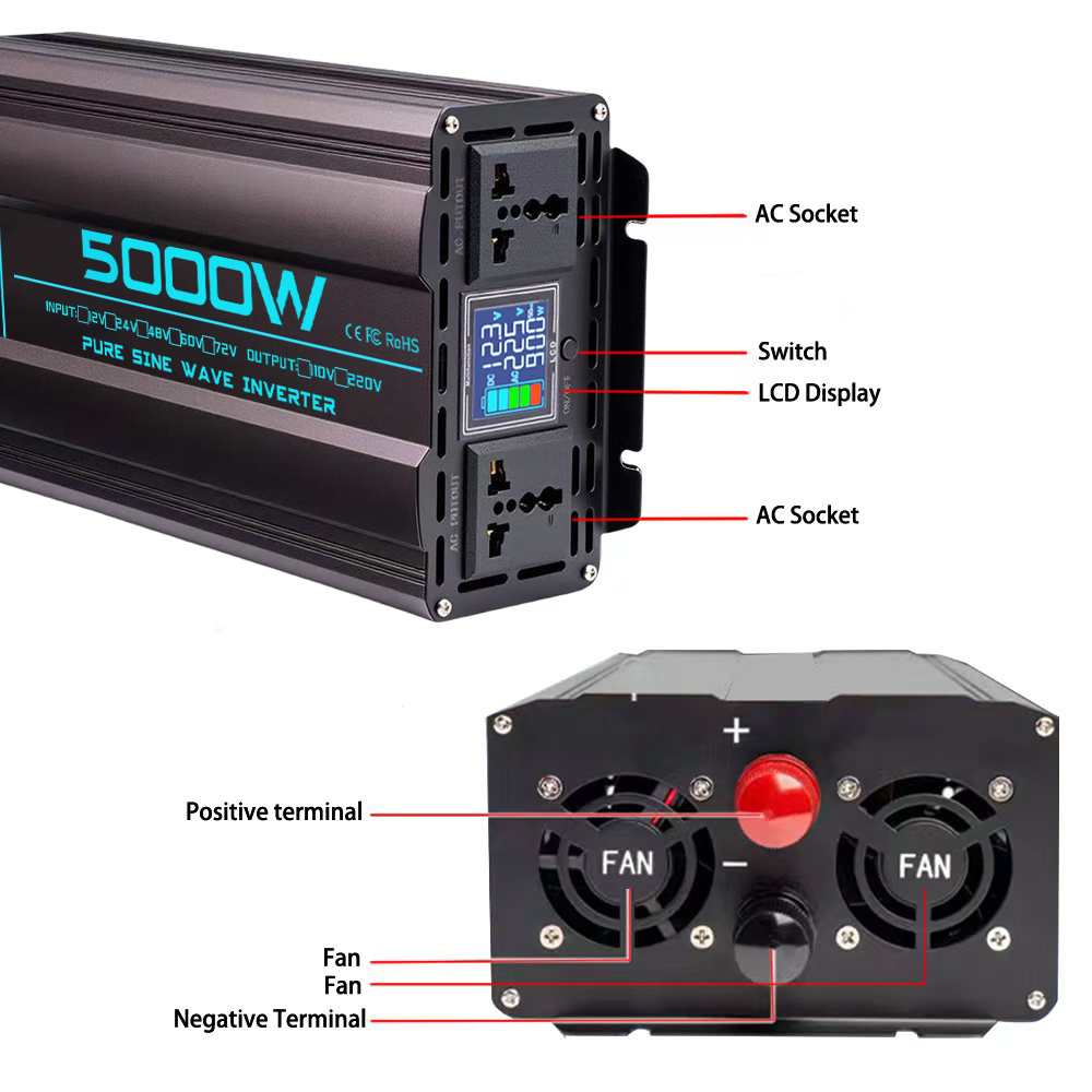 순수 사인파 인버터 DC 12V/24V/48V/60V/ - Pure Sine Wave Inverter 5000W 48V 220V 리뷰 및 가격